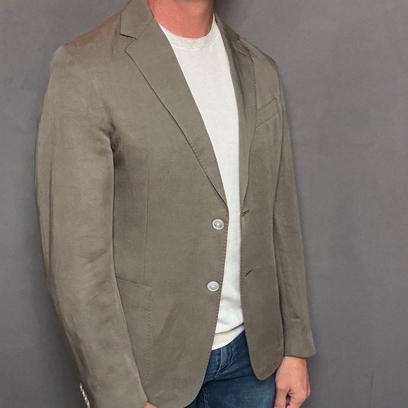 🍁HUGO BOSS Italian Fabric Blazer - Olive Brown - Great for Fall NWT - Picture 1 of 7